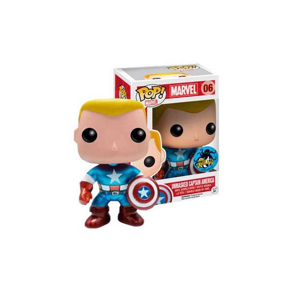 Figurine Marvel - Captain America Metallic Unmasked Pop 10cm