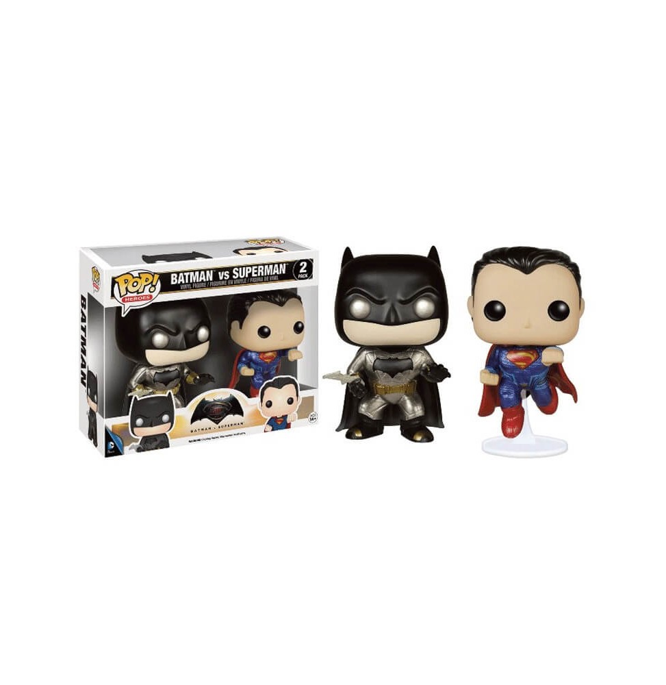 Figurine Batman VS Superman - Batman & Superman Métallic Pop 10cm