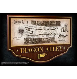 Réplique Harry Potter - Carte du chemin de traverse Diagon Alley avec cadre 43x28cm