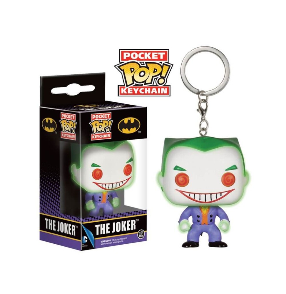 Porte Clé DC - Joker Glow In The Dark Exclu Pocket Pop 4cm