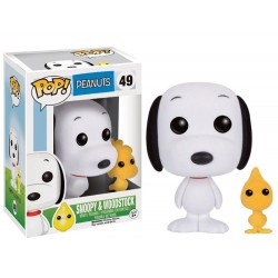 Figurine Snoopy Peanuts - Snoopy et Woodstock Flocked Exclu Pop 10cm