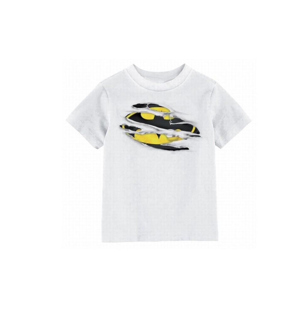 T- Shirt Batman - Batman Torn Logo Enfant Blanc Taille 12 ans