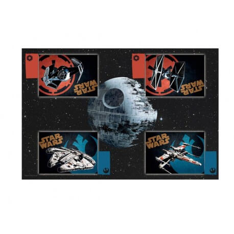 Nappe et 4 Sets de Table Star Wars - Vaisseaux avec Serviettes logos