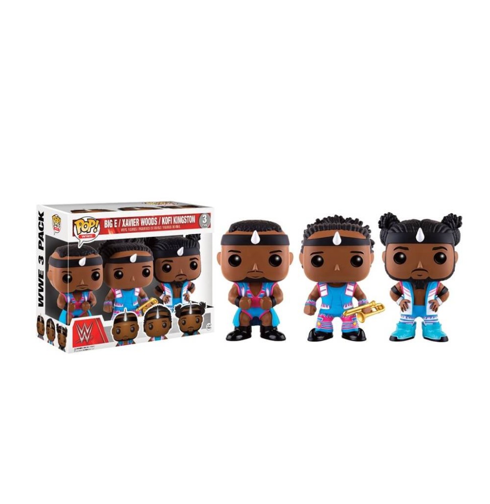 Figurine WWE - 3 Pack Big E Xavier Woods Kofi Kingston Pop 10cm