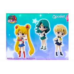 Figurine Sailor Moon - Set De 3 Sailor Moon / Uranus / Neptune Q Posket 7cm