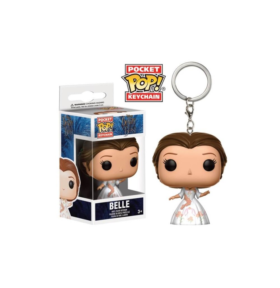 Porte Clé Disney La Belle et la Bête Movie - Belle en robe blanche Pocket Pop 4cm