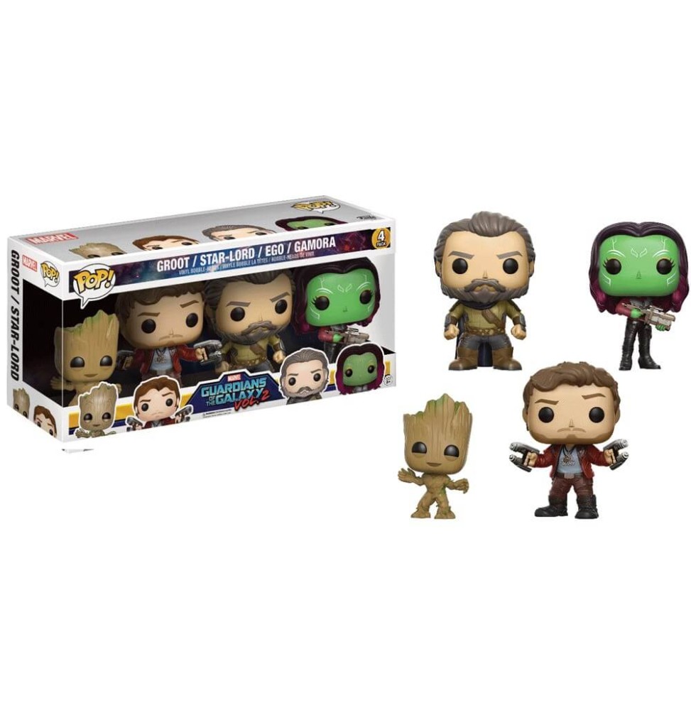 Figurine Marvel Gardiens de la Galaxie Vol 2 - 4-Pack Star-Lord Groot Gamora Ego Exclu Pop 10cm