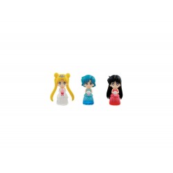Figurine Sailor Moon - Set de 3 figurines Clear Colored Sparkle Dress Vol.1 Sailor Moon / Mercury / Mars 6cm