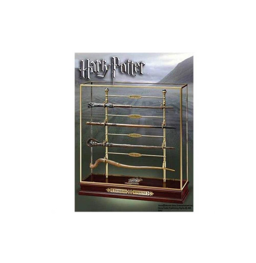 Réplique Harry Potter - set de 4 Baguettes Magique Tournoi des 3 Sorciers Avec Vitrine