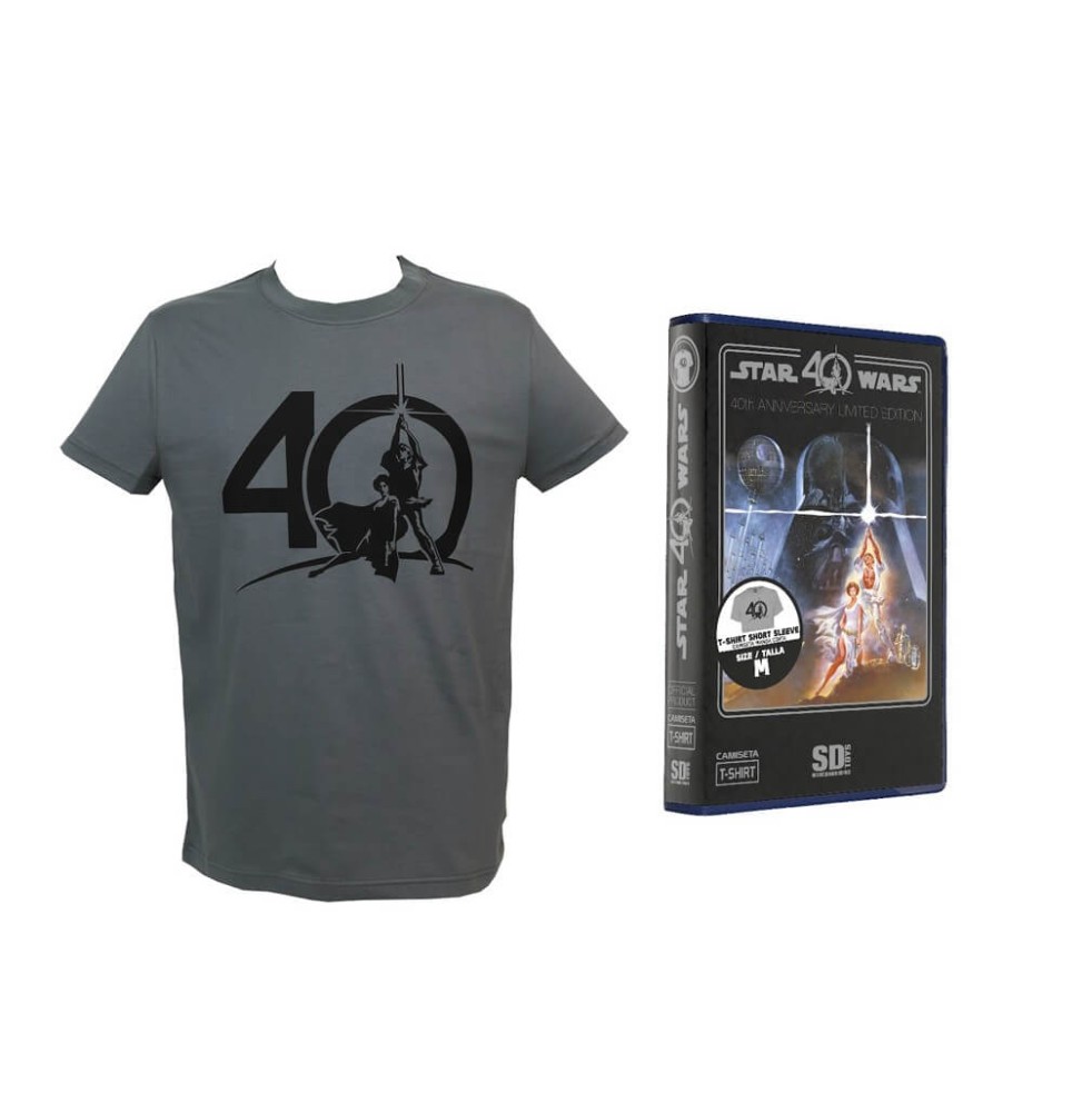 T-Shirt Star Wars - Logo 40Th Anniversary boite VHS Gris Homme Taille L