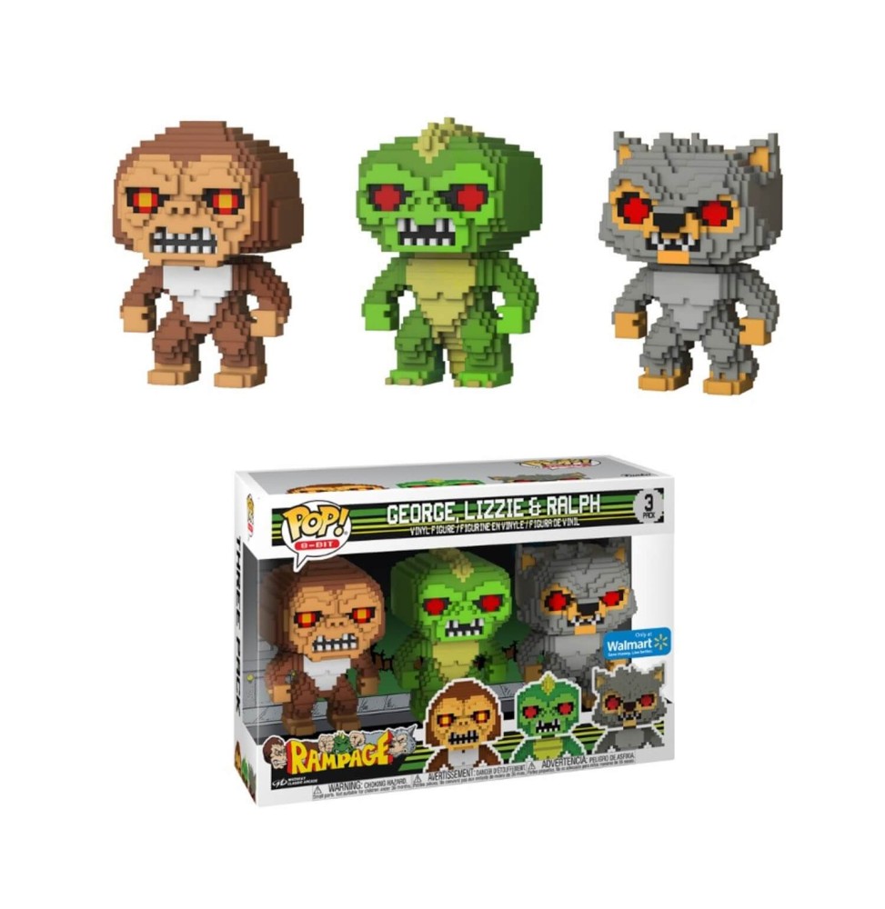 Figurine Rampage - 3-Pack George Lizzie Ralph Exclu 8-Bit Pop 10cm