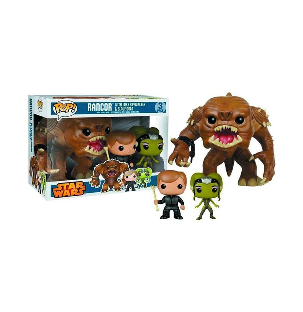 Boite Abimée - Figurine Star Wars - Rancor, Luke et Oola Pack de 3 Pop Limited Edition 10cm