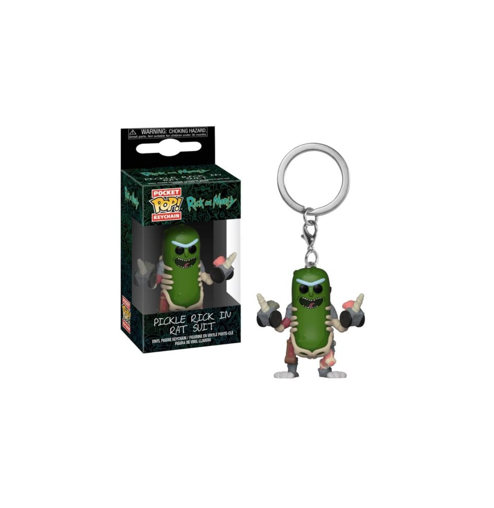 Porte Clé Rick & Morty - Pickle Rick Rat Suit Pocket Pop 4cm