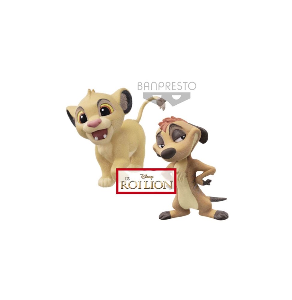 Figurine Disney - Roi Lion Simba & Timon Fluffy Puffy 7cm