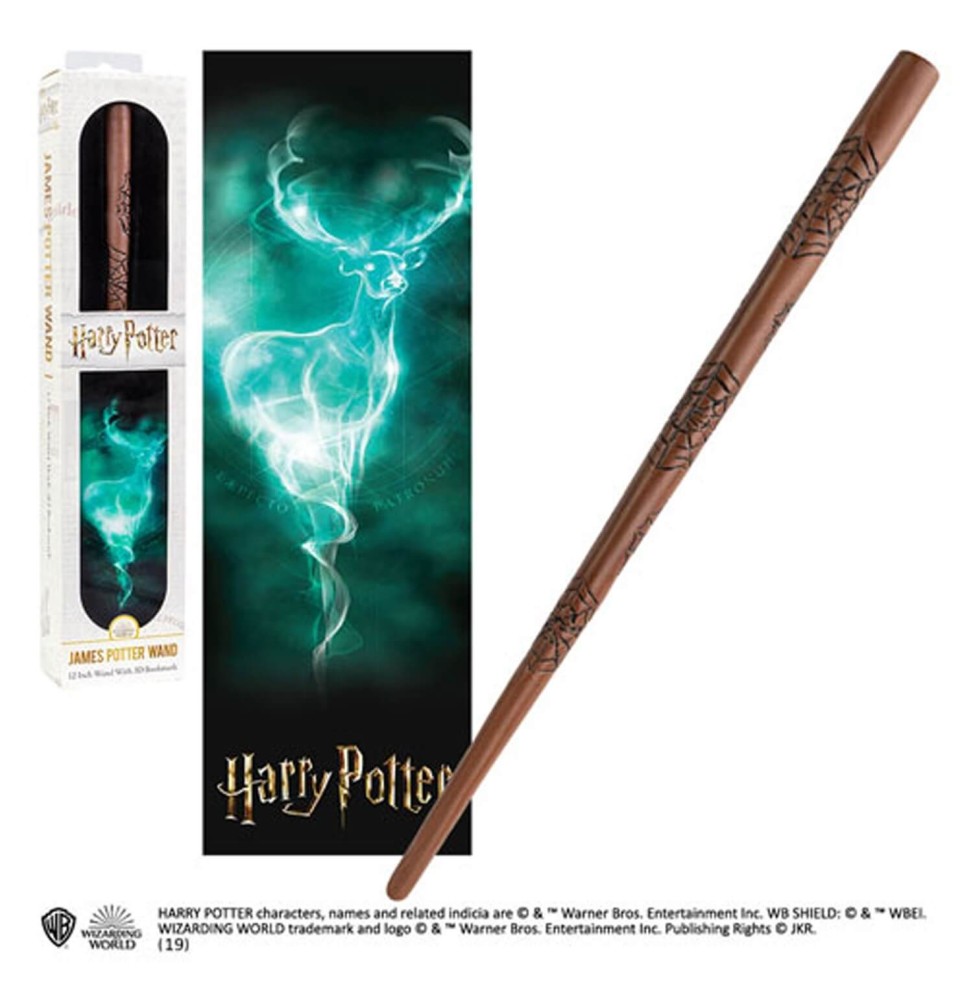 Replique Harry Potter - Baguette Magique James Potter avec marque-page 3D 30 cm