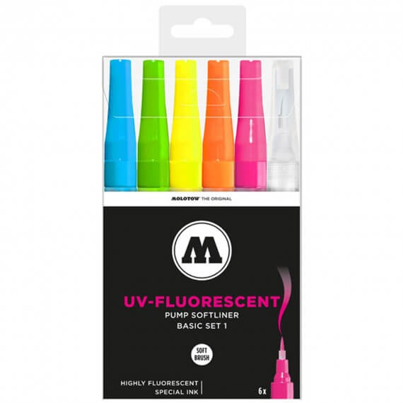 Set 6 Marqueurs Softliner Uv Fluorescent 1mm