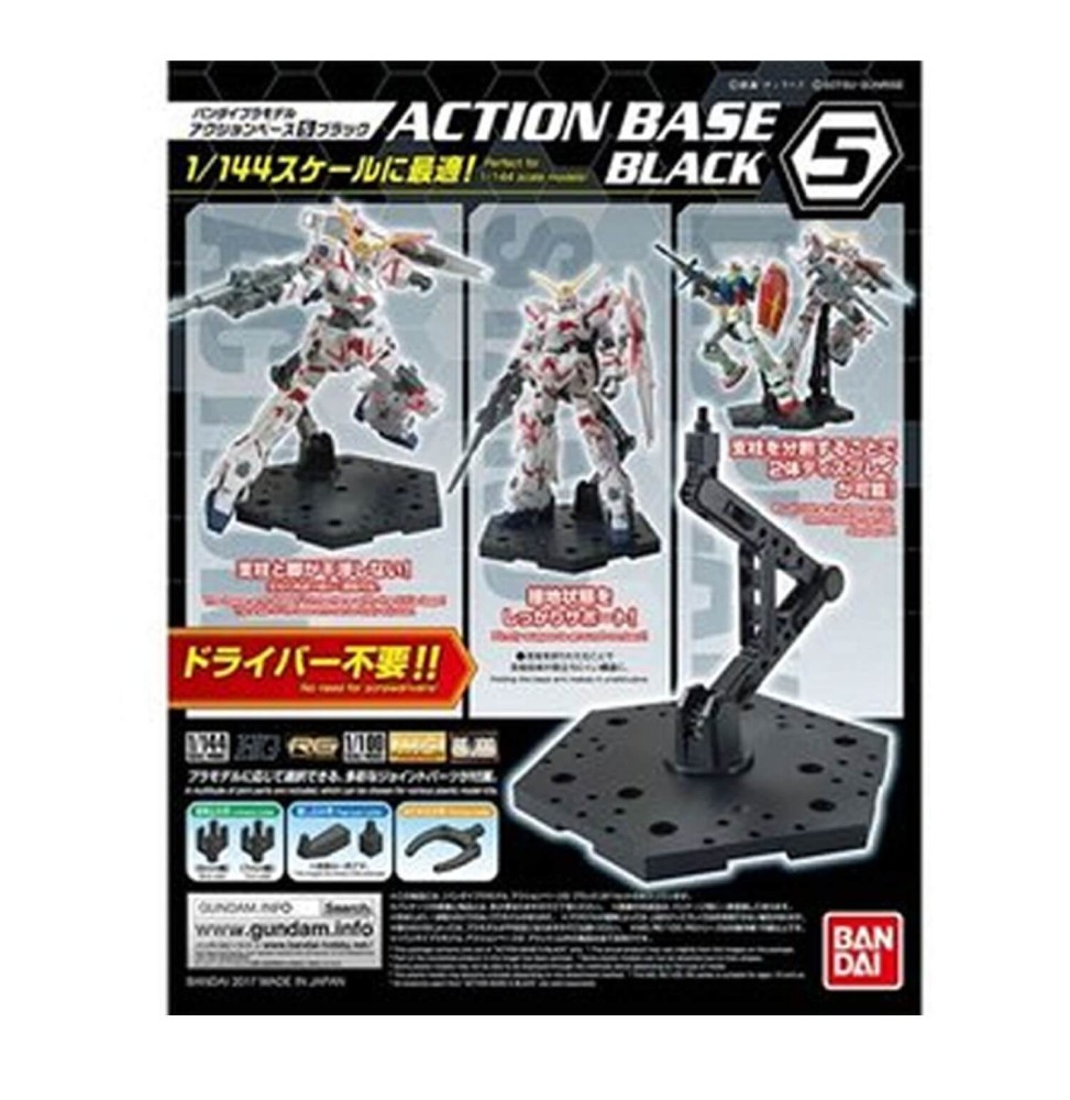 Socle Gundam Gunpla - Action Base 5 Black RG/HG 1/144