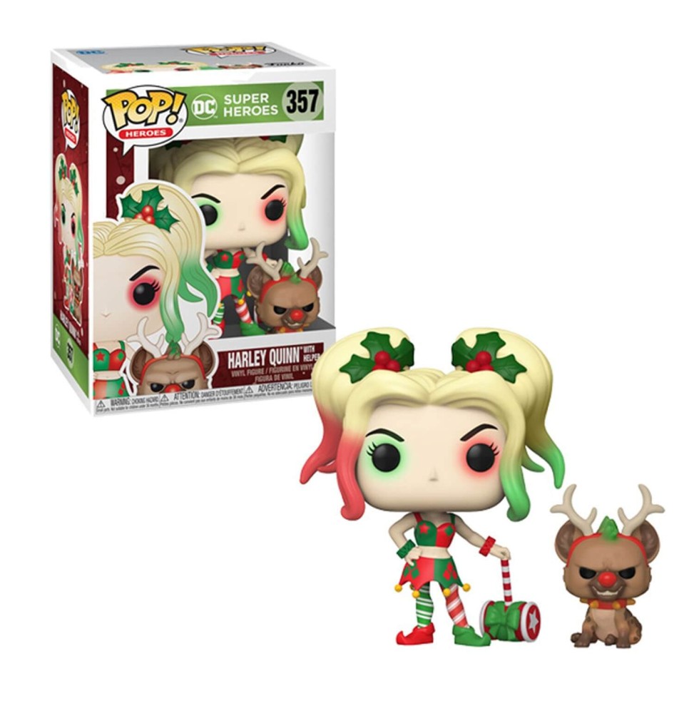 Figurine DC - Harley Quinn W/Helper Holiday Pop 10cm