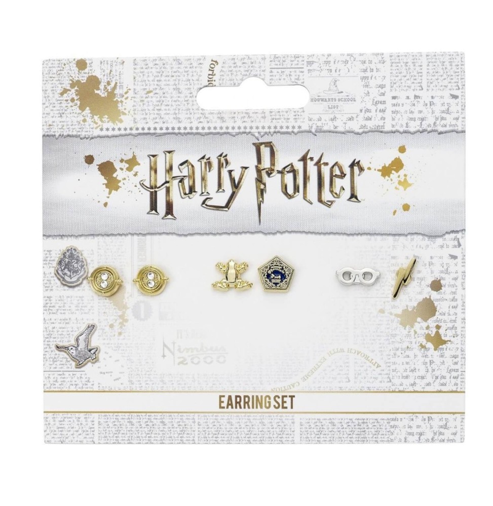 Boucles D'oreilles Harry Potter - Set 3 Paires Retourneur, Chocogrenouille, Harry