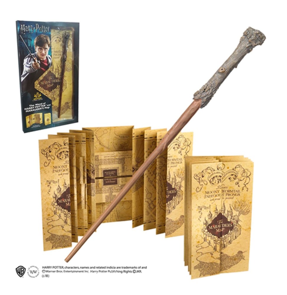 Replique Harry Potter - Baguette Harry Potter et carte du Maraudeur Blister