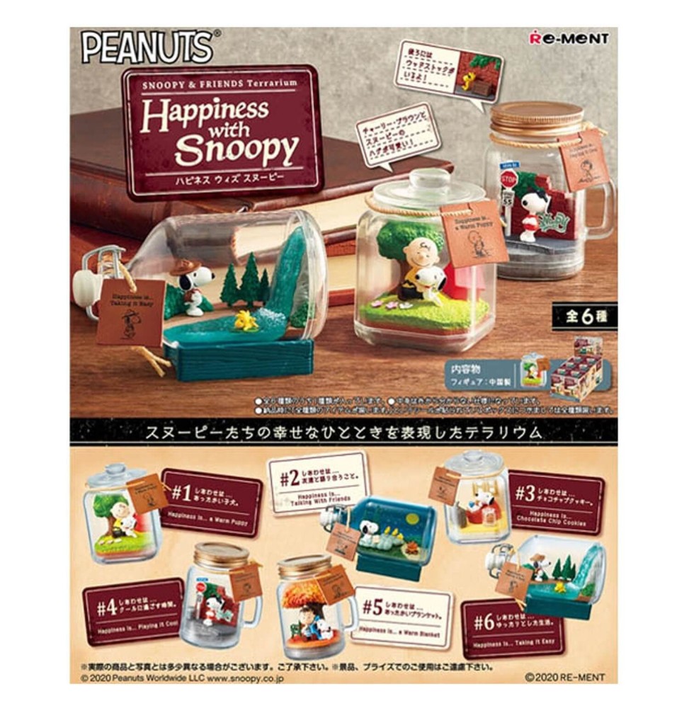 Set De 6 Boites Snoopy - Terrarium Happiness With Snoopy 8cm