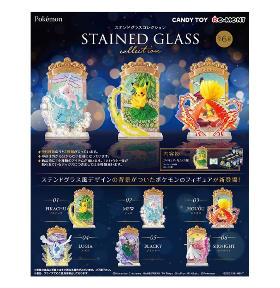 Set De 6 Figurines Pokemon Stained Glass Collection