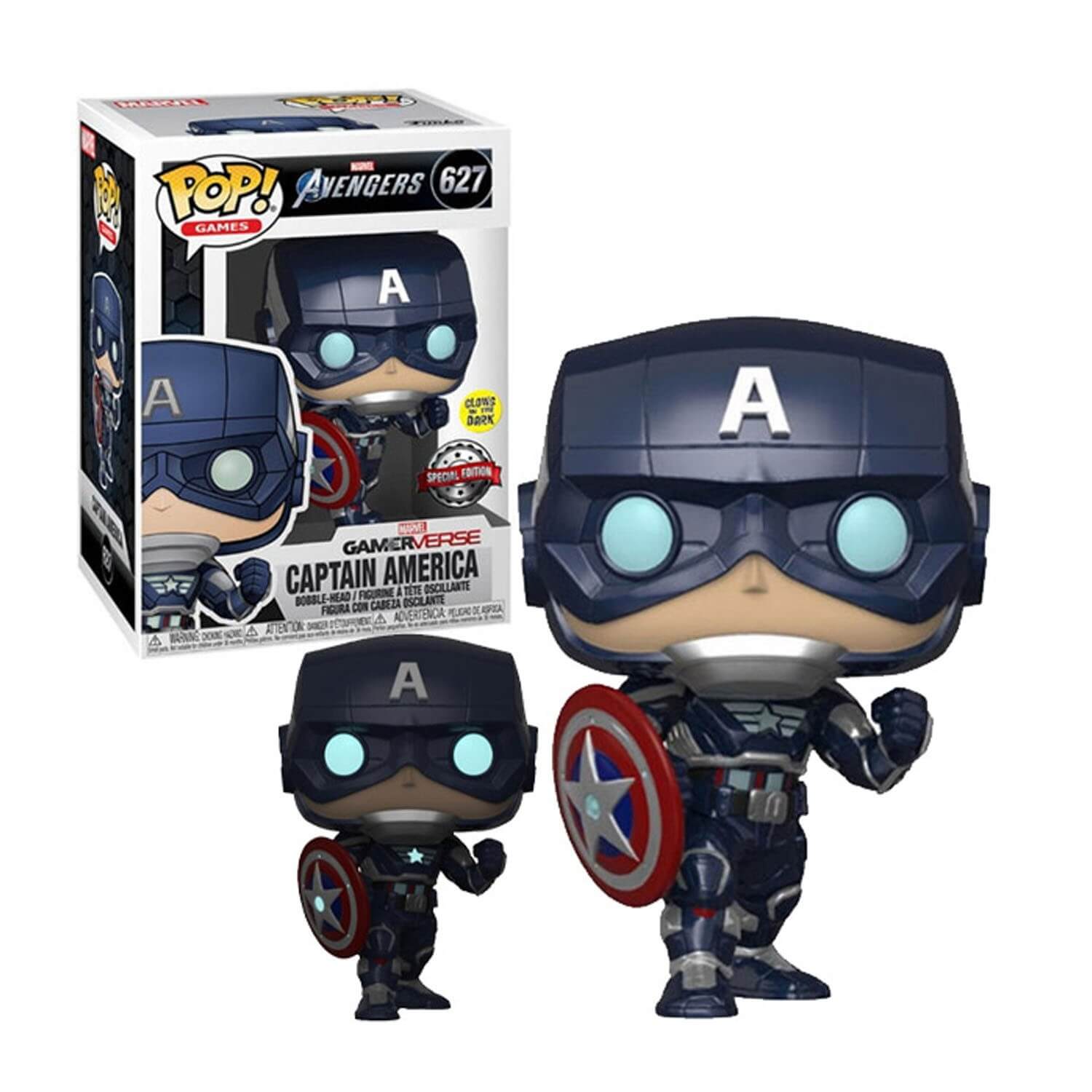 Captain America Gitd Exclu Pop 10cm Figurine Marvel Avengers Game Funko 0889698478182 