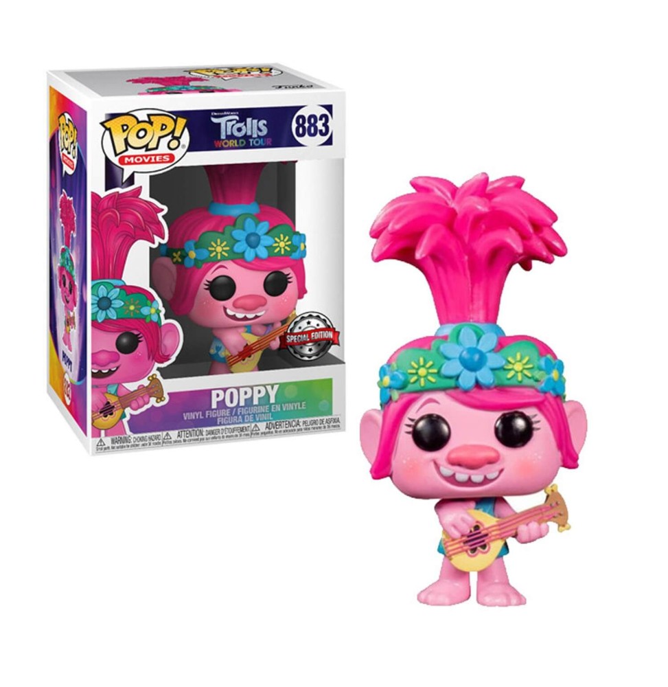 Figurine Trolls World Tour - Poppy W/Guitar Exclu Pop 10cm