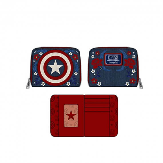 Portefeuille Marvel - Captain America 80Th Anniversary Floral Sheild