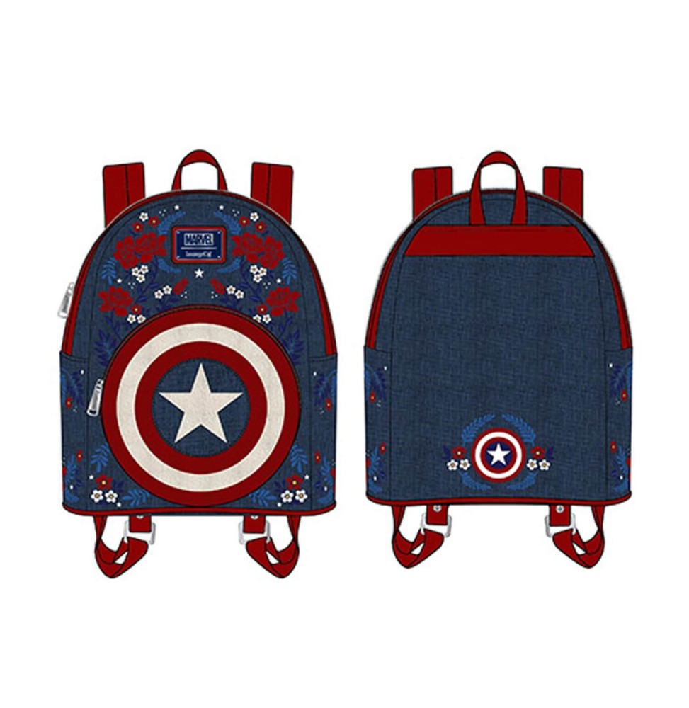 Mini Sac A Dos Marvel - Captain America 80Th Anniversary Floral Sheild