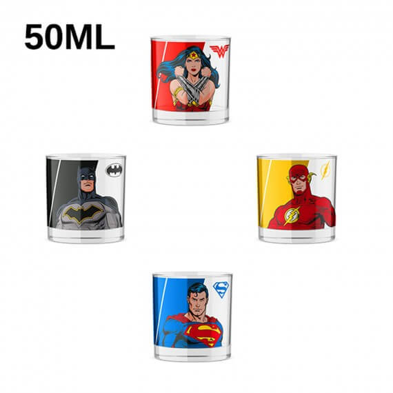 Set 4 Mini Verre Cristal DC - Justice League 50ml