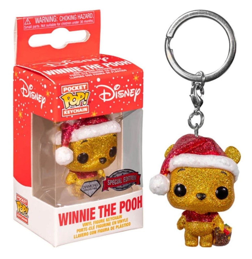 Porte Clé Disney Winnie The Pooh - Winnie L'Ourson Holiday Glitter Exclu Pocket Pop 4cm