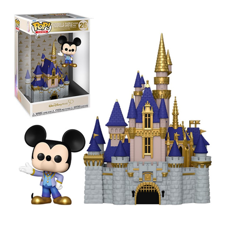 Figurine Disney - Walt Disney World 50Th Castle & Mickey Pop Town 10cm