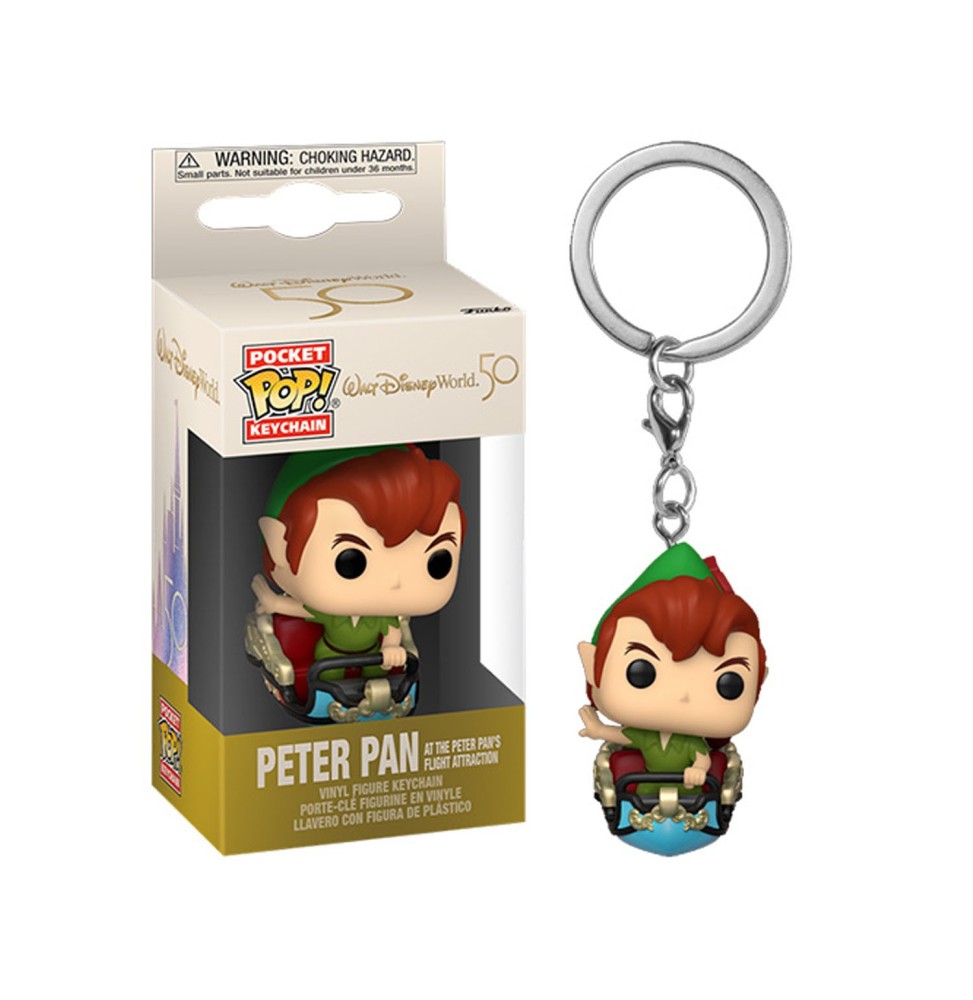 Porte Clé Disney - Walt Disney World 50Th Peter On Peter Pan Flight Pocket Pop 4cm