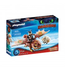 Figurine Playmobil Dreamworks Dragon - Racing Varek Et Bouledogre 18cm