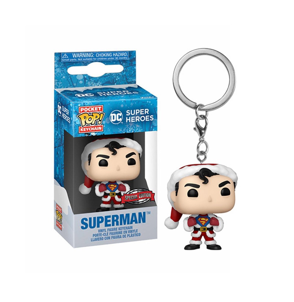 Porte Clé DC Holiday - Superman Pocket Pop 4cm