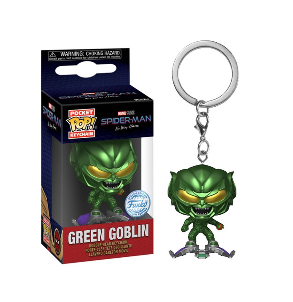 Porte clé Marvel Spider-Man No Way Home - Green Goblin With Bmb Pocket Pop 4cm