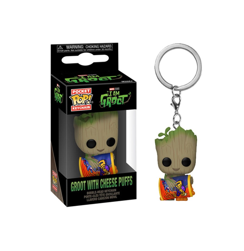 Porte Clé I Am Groot - Groot W/ Cheese Puffs Pocket Pop 4cm