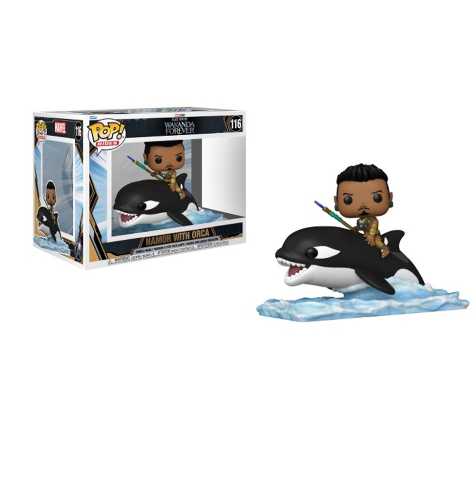 Figurine Marvel Black Panther Wakanda Forever - Namor with Orca Pop Rides 10cm