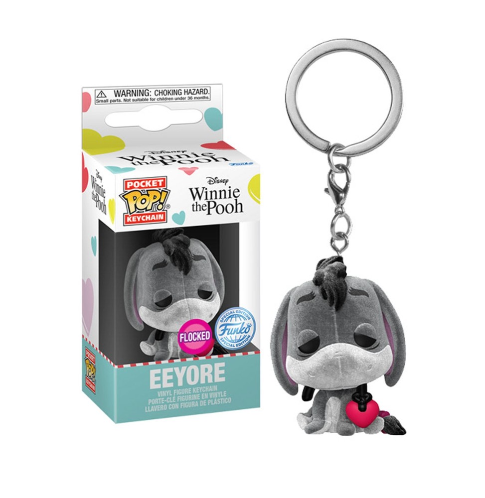 Porte Cle Disney - Eeyore W/Heart Flocked Pocket Pop 4cm