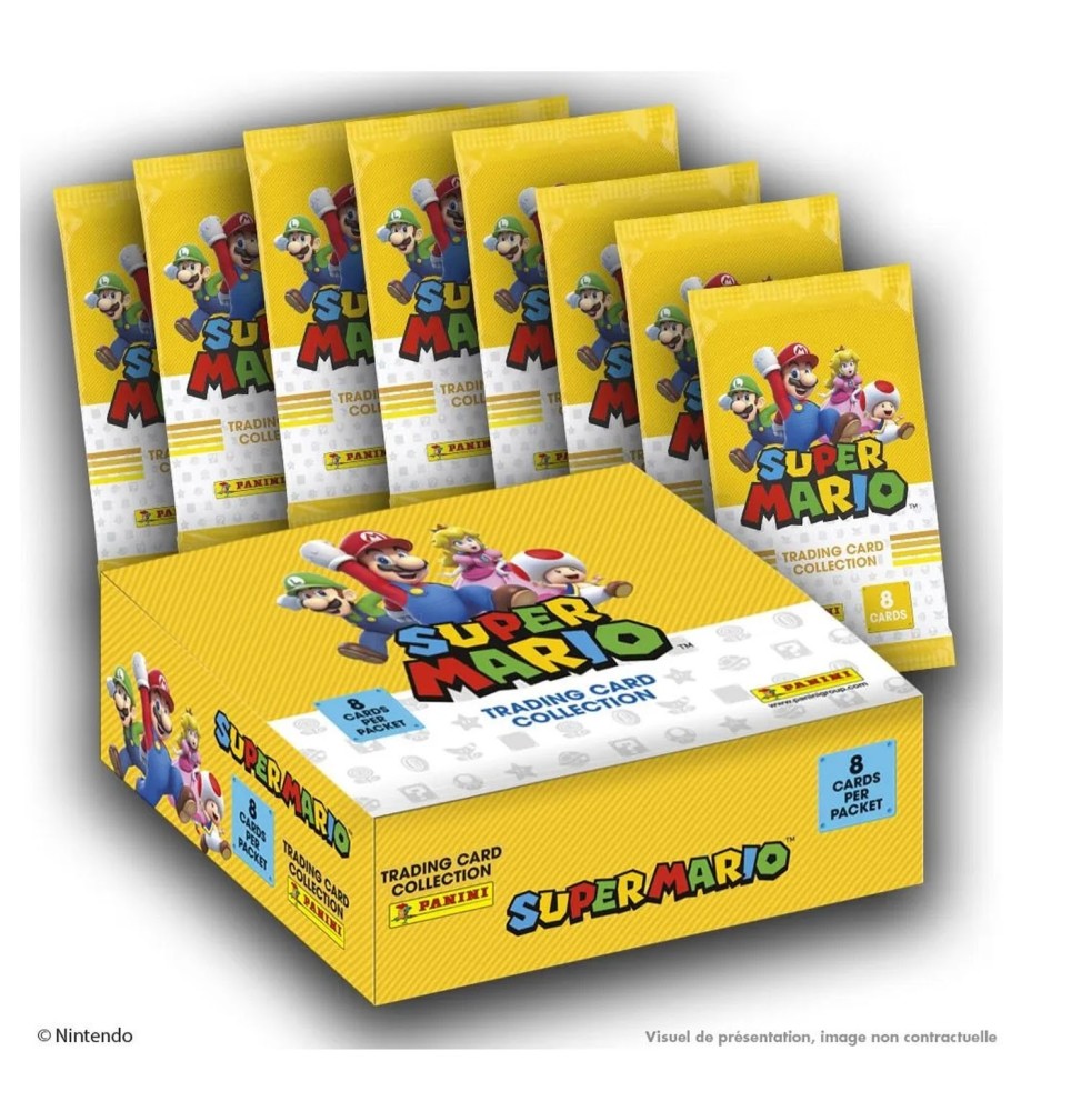 Cartes Panini Super Mario - Boite Trading Cards 18 Pochettes 144 Cartes