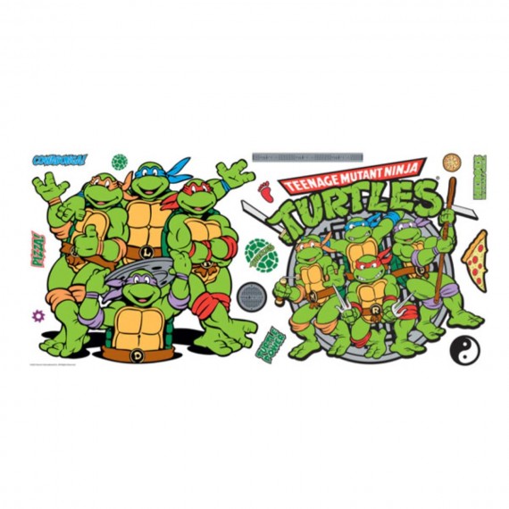 Stickers Muraux TMNT Tortues Ninja - Moyens Teenage Mutant Ninja Turtles 18X25cm
