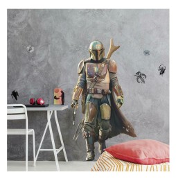 Stickers Muraux Star Wars Geant - Mandalorian Mando 110X59Cm