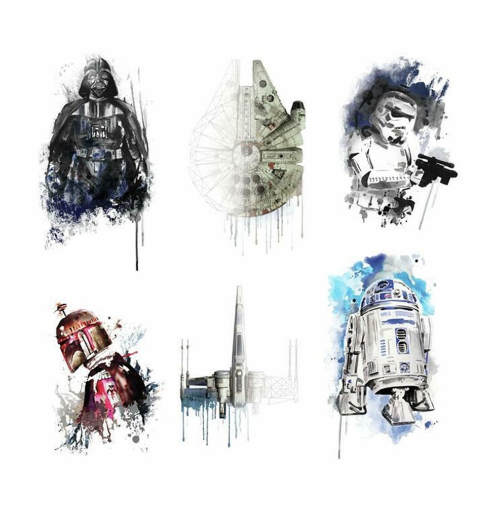 Stickers Muraux Star Wars - Moyens Iconic Watercolor 20X30Cm