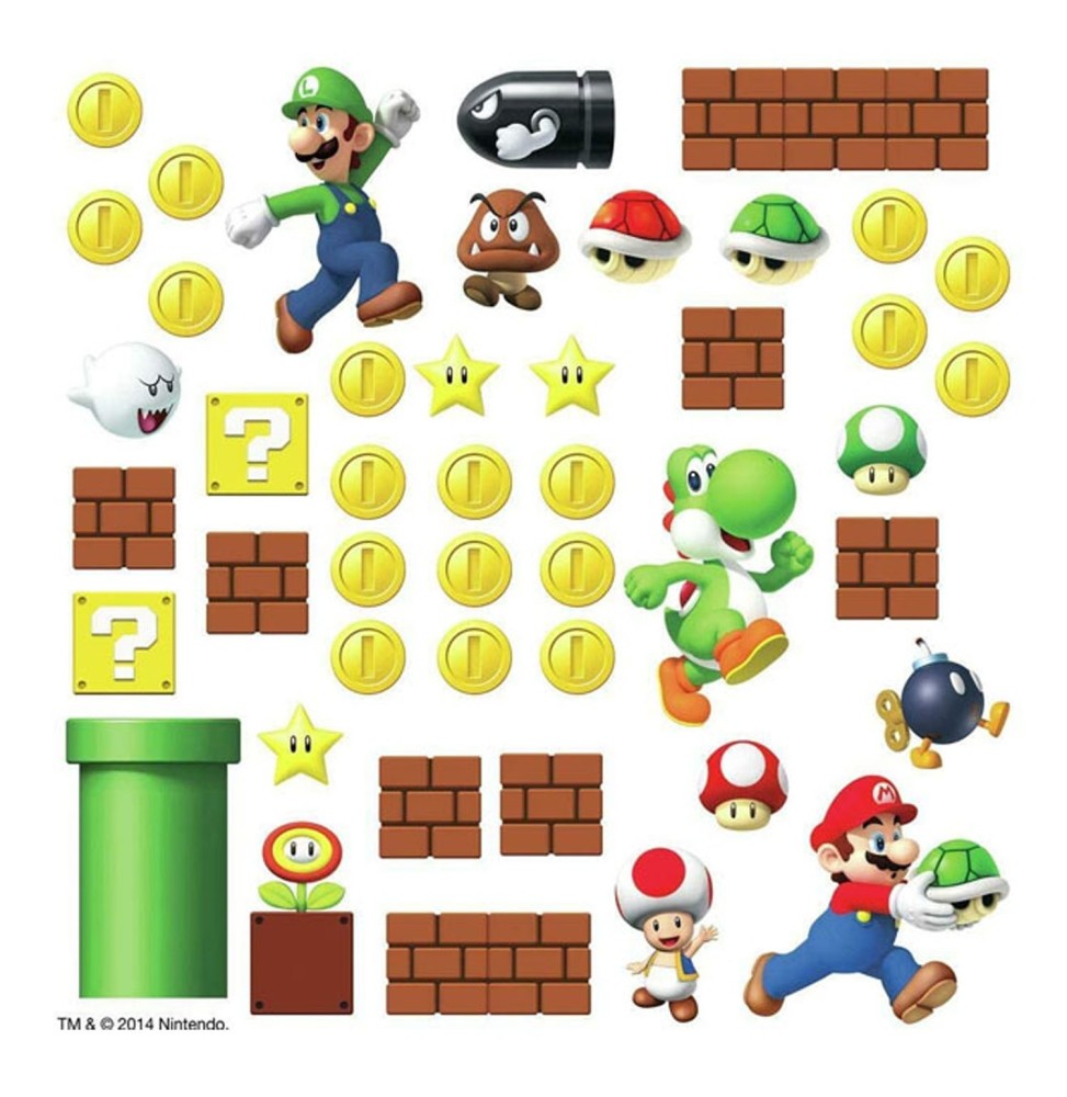 Stickers Muraux Nintendo - Moyens Super Mario Build A Scene 13X20cm