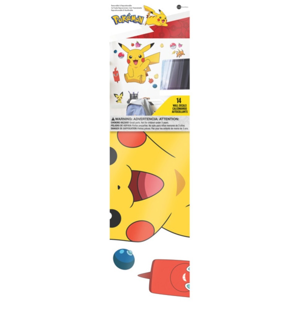 Stickers Muraux Pokemon - Pikachu Moyen Et Grands