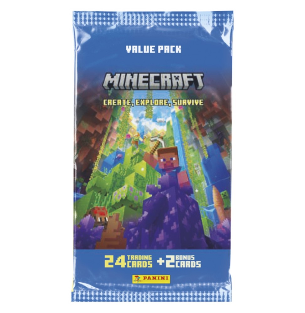 Cartes Panini - Minecraft Trading Cards Serie 3 Fat Pack 24 Cartes + 2 Cartes Bonus