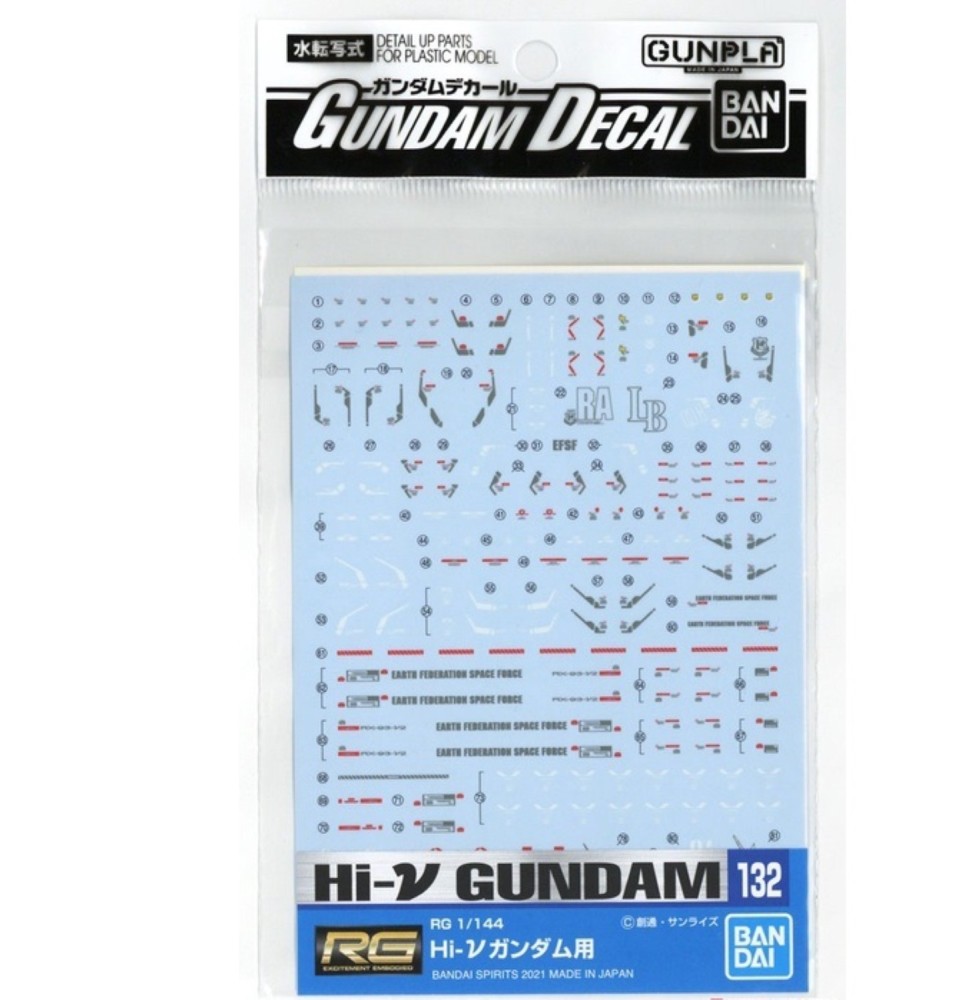 Pack décalcomanies Gundam Gunpla - 132 Hi-Nu Gundam RG 1/144