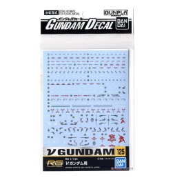 Pack décalcomanies Gundam Gunpla - 125 Nu Gunda RG 1/144