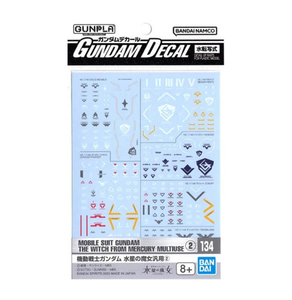 Pack décalcomanies Gundam Gunpla - 134 Witch From Mercury Multiuse II HG 1/144